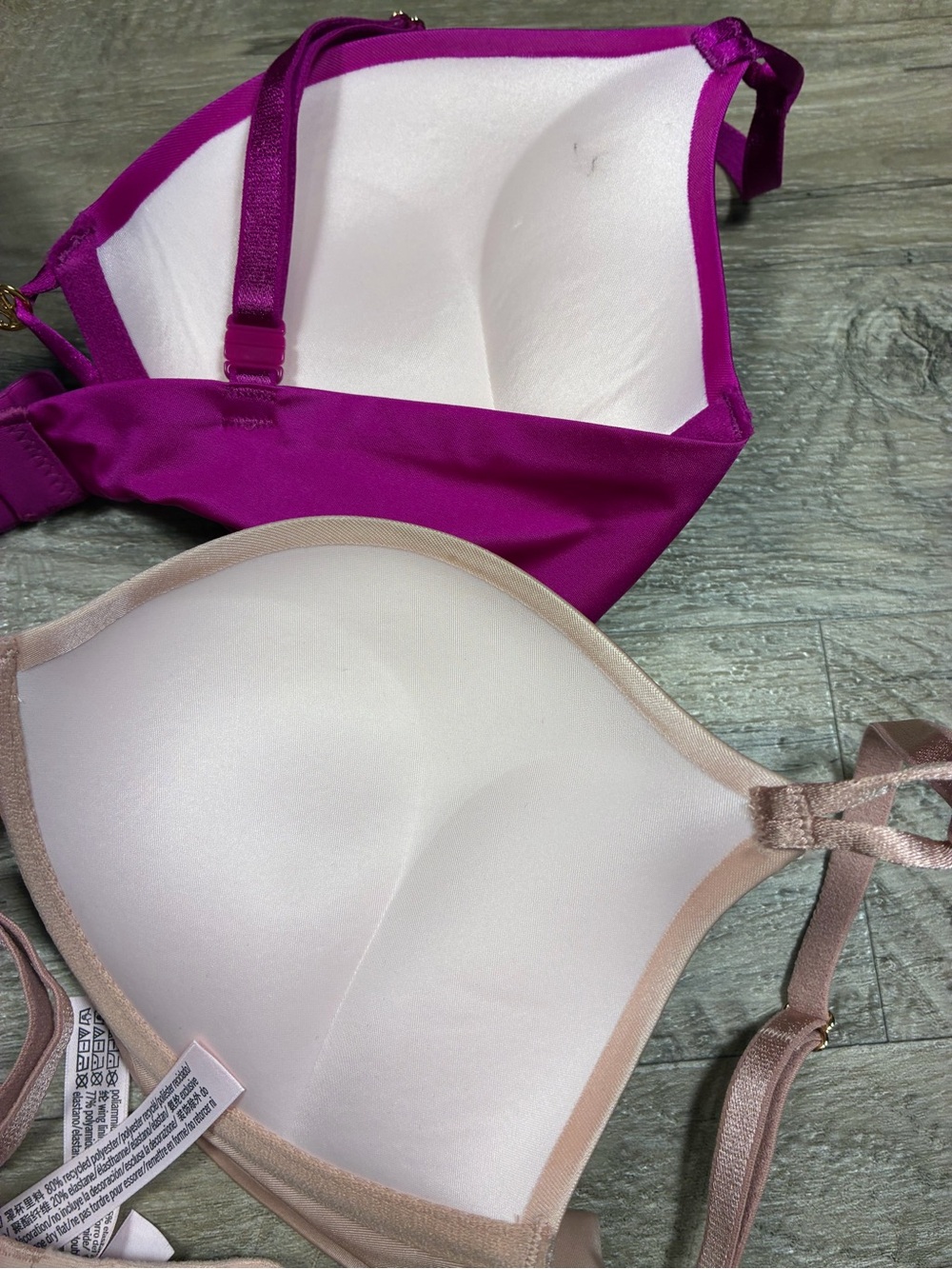 Victoria Secret 2 Satin Bombshell Push Up Plunge Bras - Picture 5 of 14